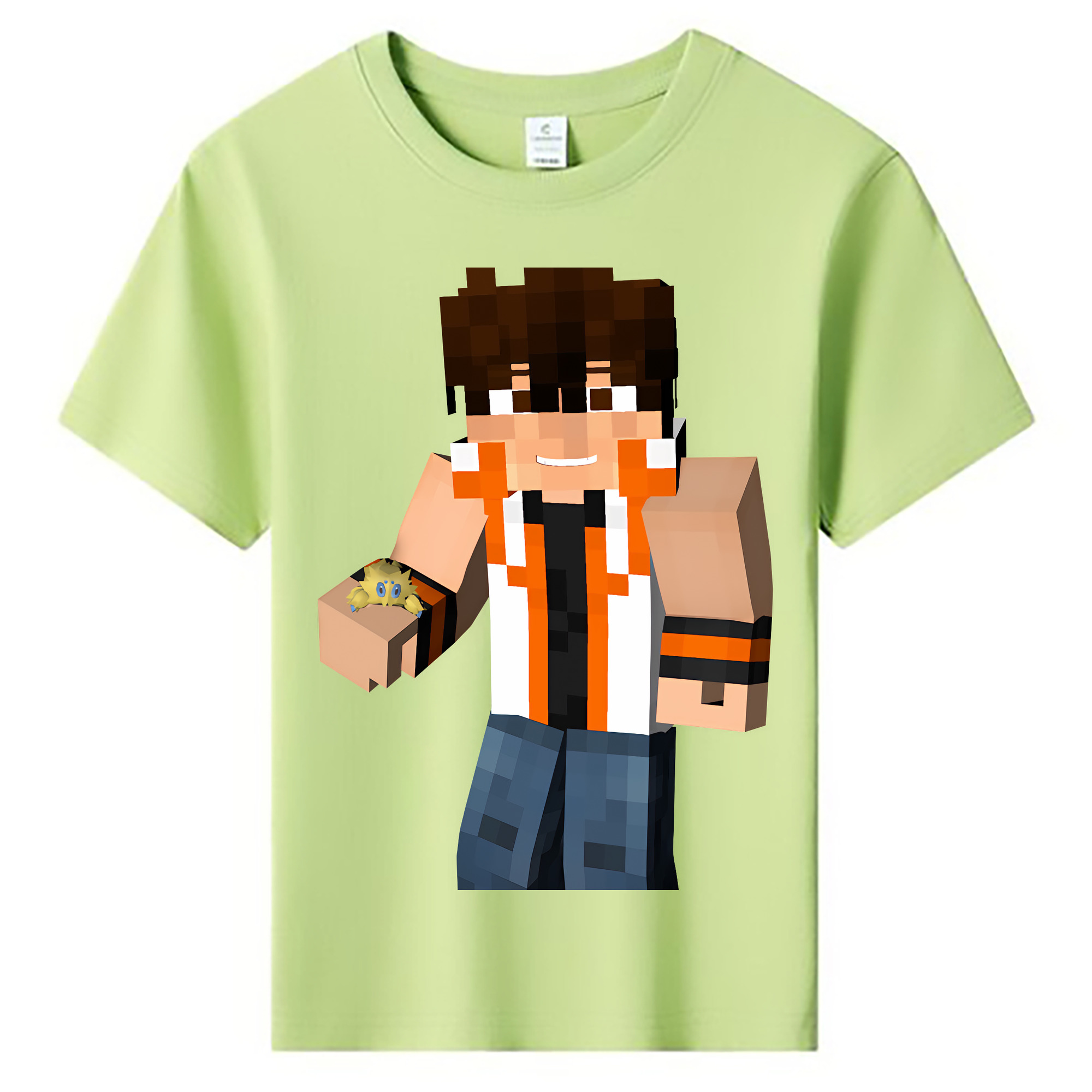 （画像用） マインクラフト ブロックの世界 Minecraft MC Block world 綿100％キッズTシャツ（フロントプリント）